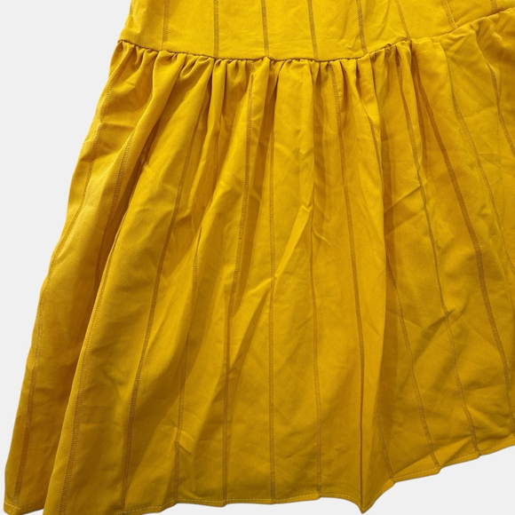 Tahari ASL Yellow Midi Dress Size 10 Button Front Tiered Hot Mustard NWT - Picture 4 of 9